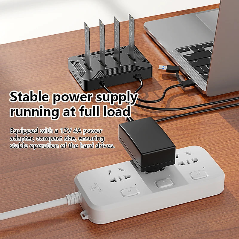 Blueendless 4 bay M.2 NVME SSD Docking Station with offline clone USB4 40Gbps M2 Nvme PCIE SSD enclosure external harddisk case exovai.com