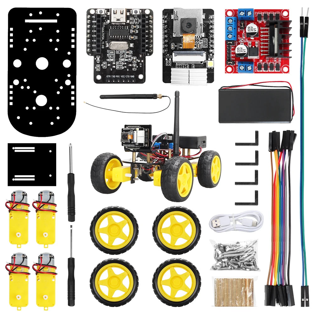 4WD Smart Robot Car ESP32 Camera Wifi Automation Kit For Arduino Programming ESP Robot with Antenna Learning Complete Coding Kit exovai.com