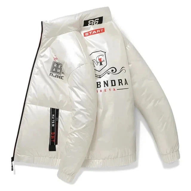 New Bright Leather Men Thicken Warm Winter Jacket Casual Parka Outwear Autumn Waterproof Stand Collar Hooded Coat Clothing exovai.com