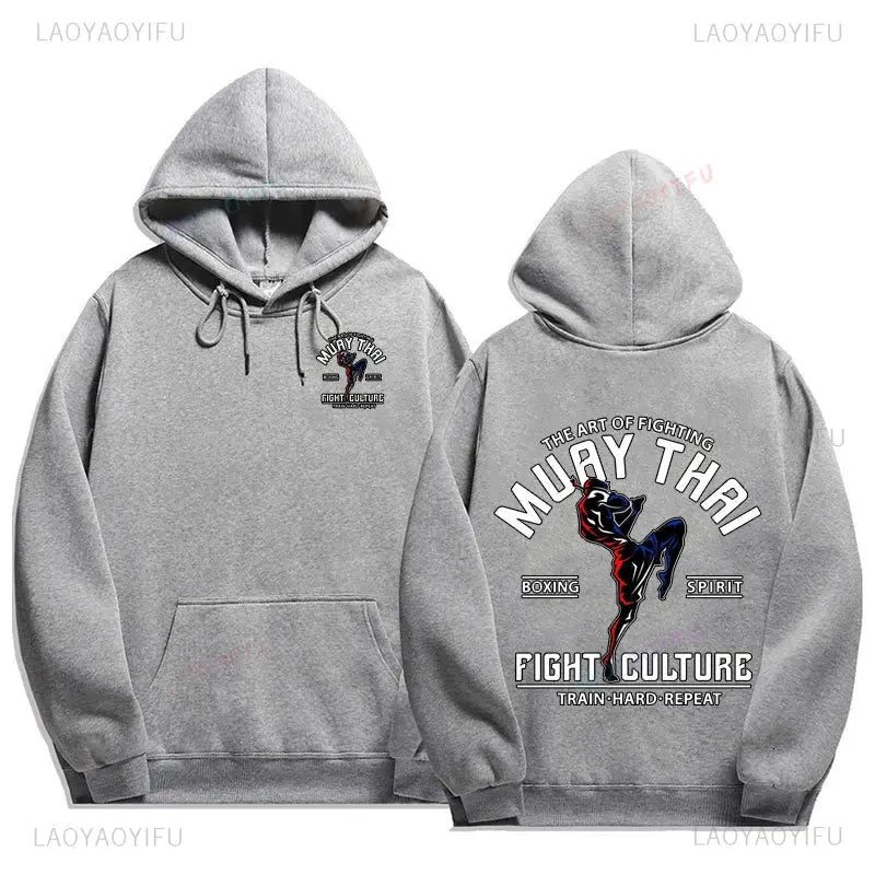 Muay Thai The Fist of King - Thailand Martial Art Pullover Hoodie Men Wai Kru Thailand Men Casual Pullovers 2024 New Style Tops exovai.com