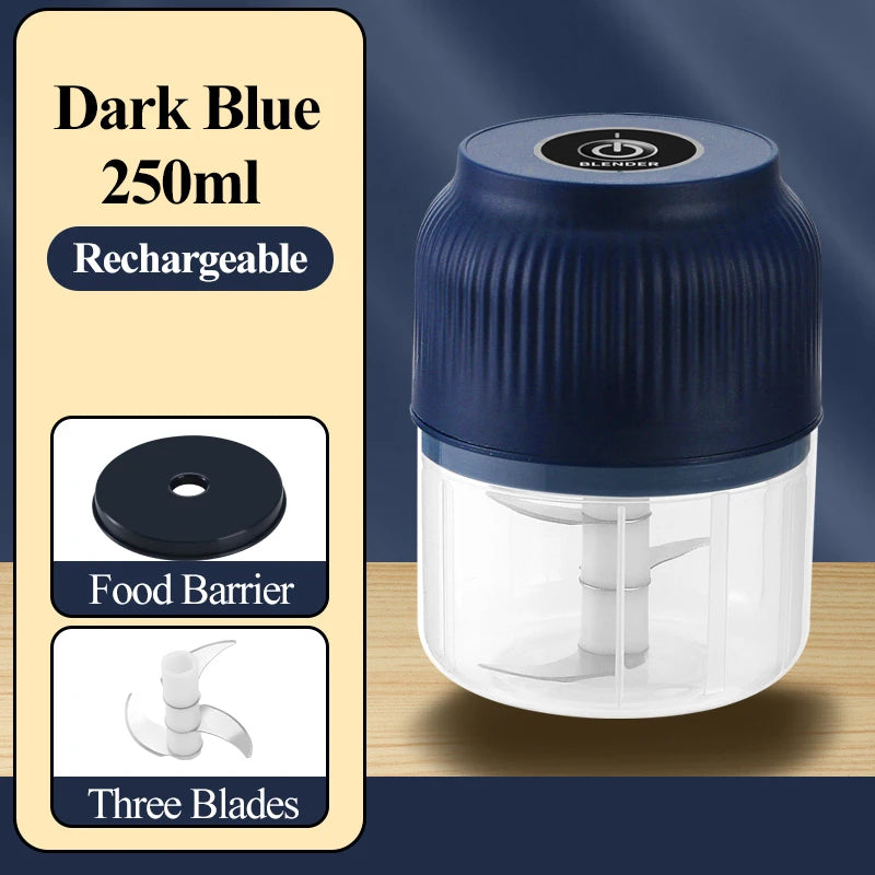 250ml Mini Wireless USB Rechargeable Electric Vegetable Chopper Garlic Crusher Food Chopper for Kitchen Gadgets for Garlic exovai.com