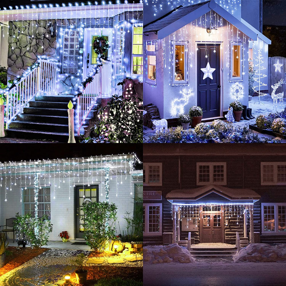 Christmas Decoration Lights Outdoor 20m 864 LED Street Garlands Icicle Lights Outdoor Waterproof Curtain Fairy String Light exovai.com