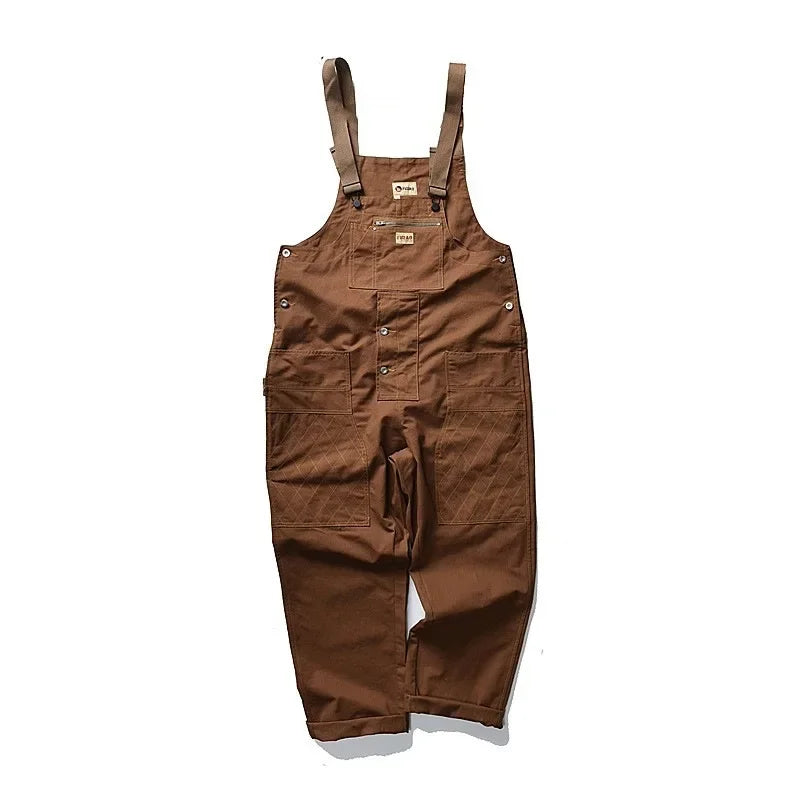 Japanese Style Loose Fit Jumpsuit Cargo Pants Bell Bottoms Dad Pants Ins Popular Same Style Tank For Men Women exovai.com