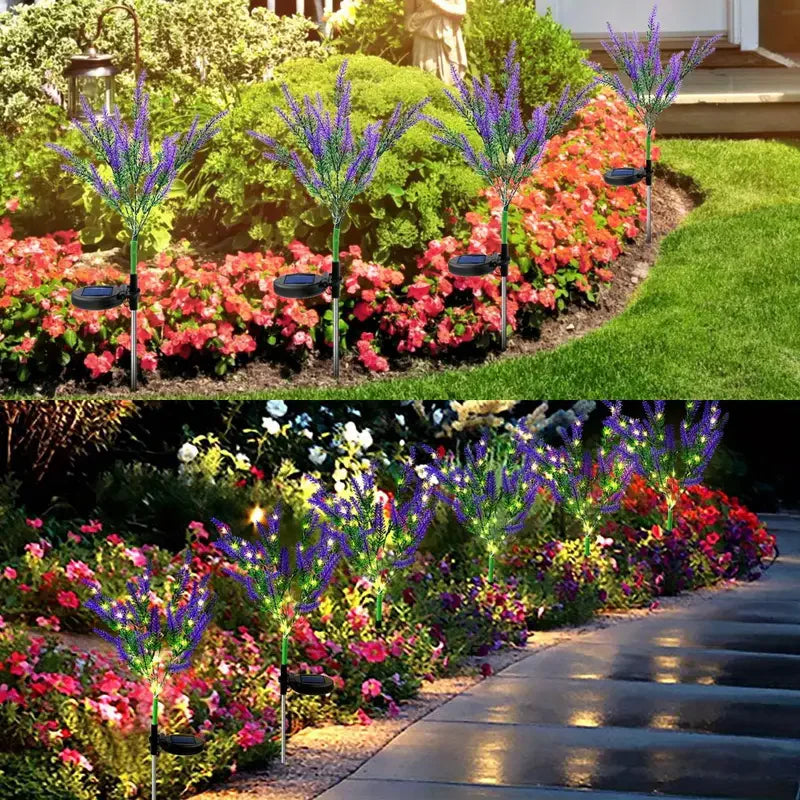 Solar Powered LED Lights Outdoor Lawn Garden Decor Halloween Christmas Festive Atmosphere Lavender Lawn Waterproof Landscape exovai.com