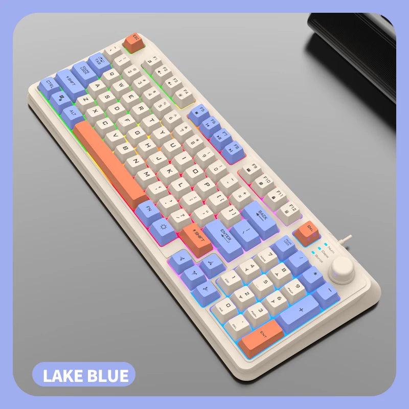 K82 Gaming Gaming Keyboard Glows Wired USB Desktop PC/Notebook Available 19-key punchless knob to adjust volume exovai.com