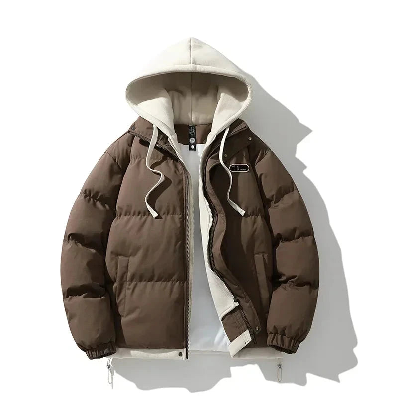 2024 Autumn and Winter Warm Jacket Casual Fashion 2-in-1 Hooded Windproof Bicycle Cotton Coat Simple Couple Outdoor Windbreaker exovai.com
