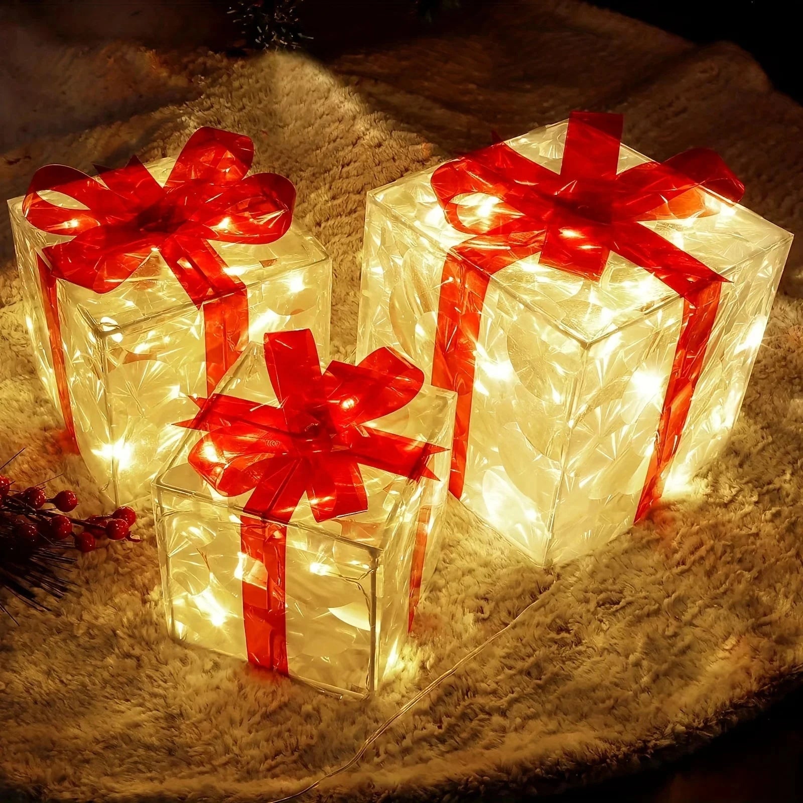 Three Sets Of Christmas Luminous And Exquisite Decorative Lights, Detachable Gift Box And Lighting Fixture,Christmas Decorations exovai.com