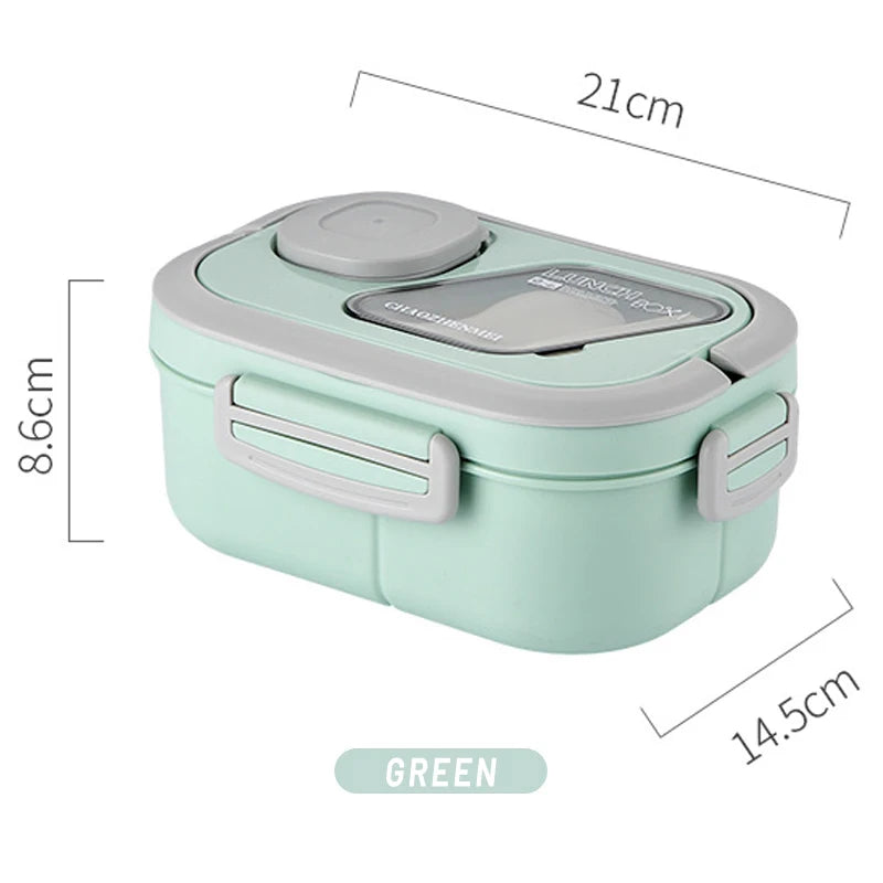 Portable Lunch Box Compartment Wheat Straw Bento Carrying Handle Box Reusable Tableware Containers Meal Snack Food Containers exovai.com