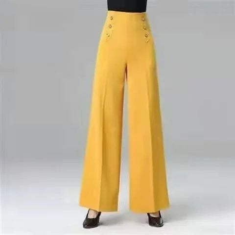High Waist Wide Leg Pants Women's Spring Autumn Long Drapey Latin Dance Pants Modern Dance Trousers for Women Commute Sle exovai.com