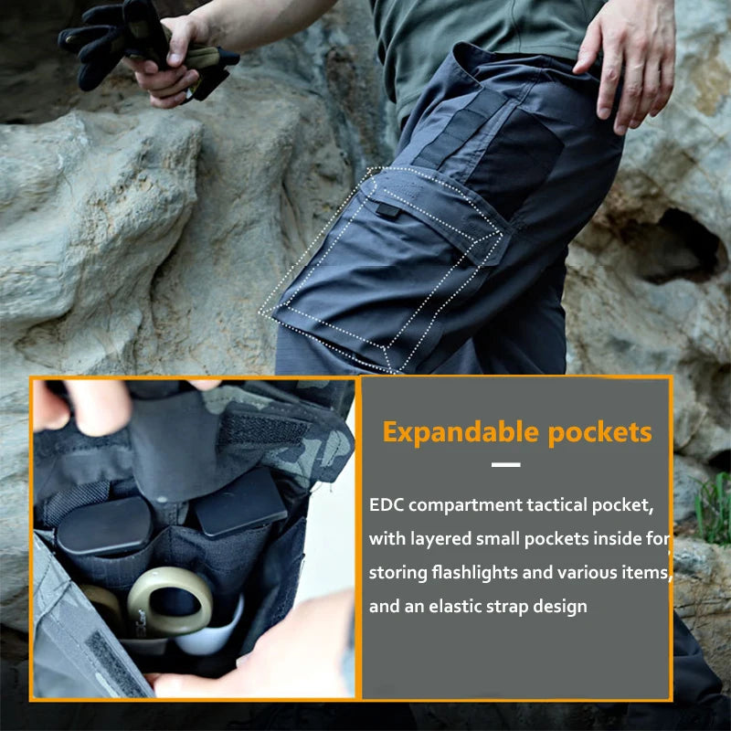 2024 Men's Tactical Pants Outdoor Work Casual Cargo Trousers Waterproof Multi-pocket Wear-Resistant Outdoor Training Trousers exovai.com