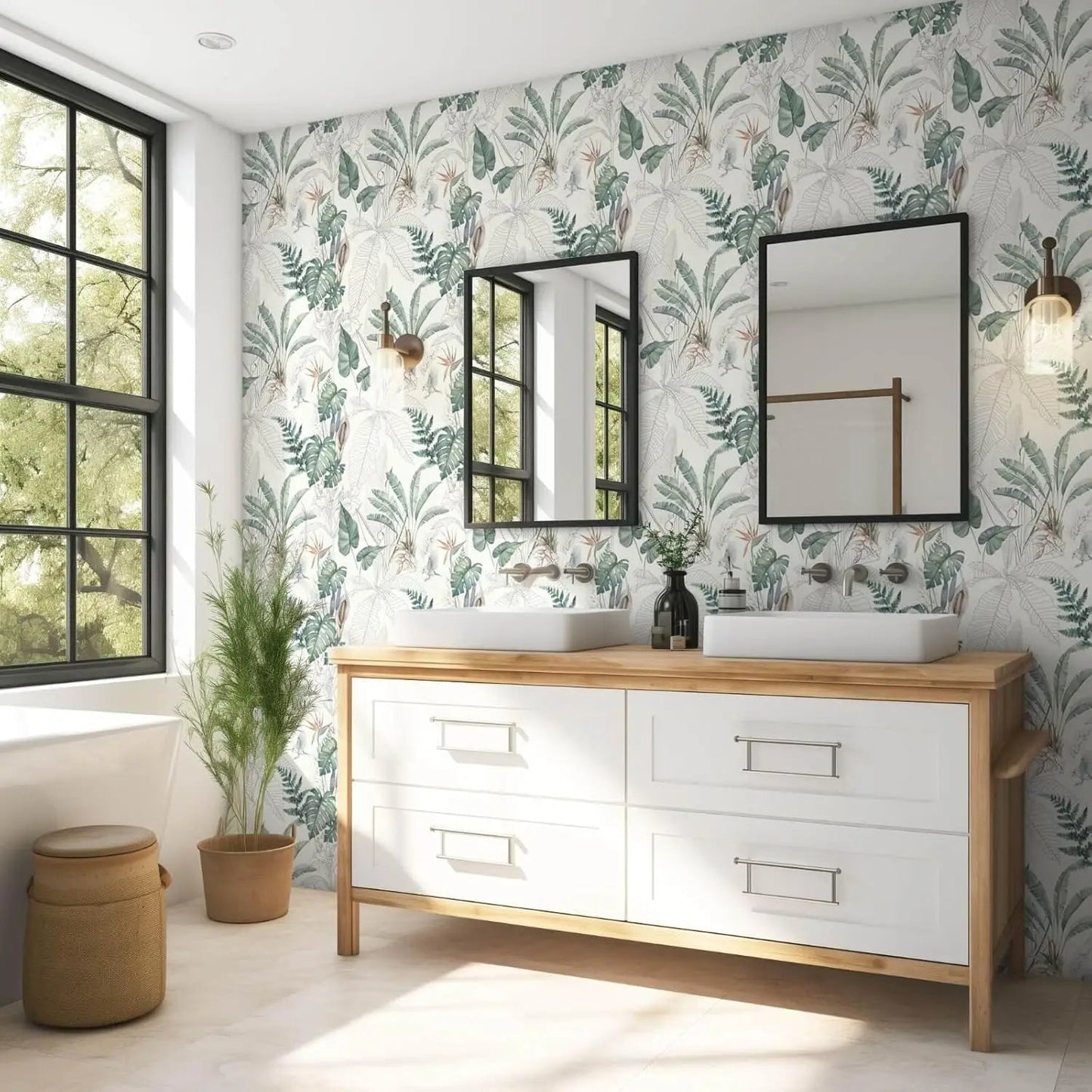 Tropical Palm Leaf Peel and Stick Wallpaper Light Green Olive Palm Tree Leaf Self Adhesive Wall Paper Removable Contact Paper exovai.com