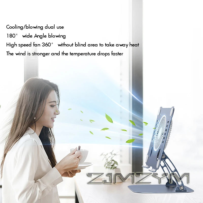 Aluminum Laptop Stand with Cooling Fan Ergonomic Notebook Foldable Cooler Laptop  Adjustable Aluminum Laptop Stand exovai.com