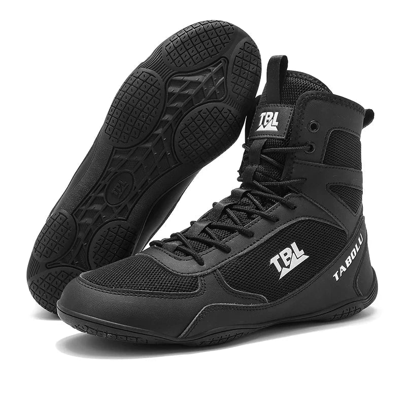Wrestling shoes male Boxing Shoes Fighting Sanda Strength High Top Shoes light fighting Boots Weightlifting shoe Sneakers exovai.com