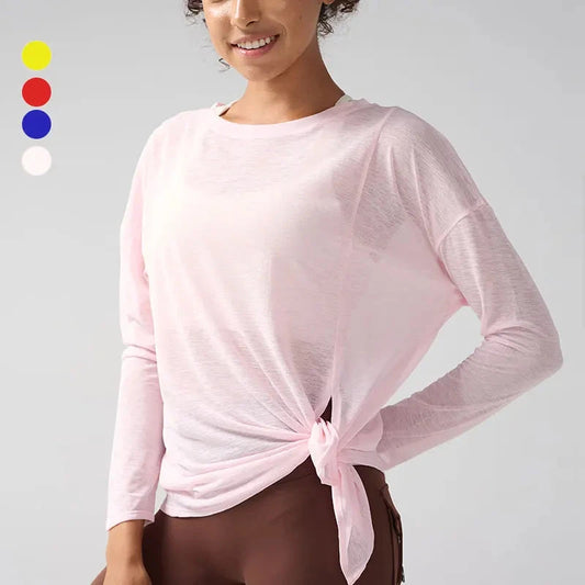 Gym Sports Tops Workout T-shirts Women Yoga Clothing Running Loose Slim Quick Dry Training Long Sleeve Blouse Fitness Tops👚 exovai.com