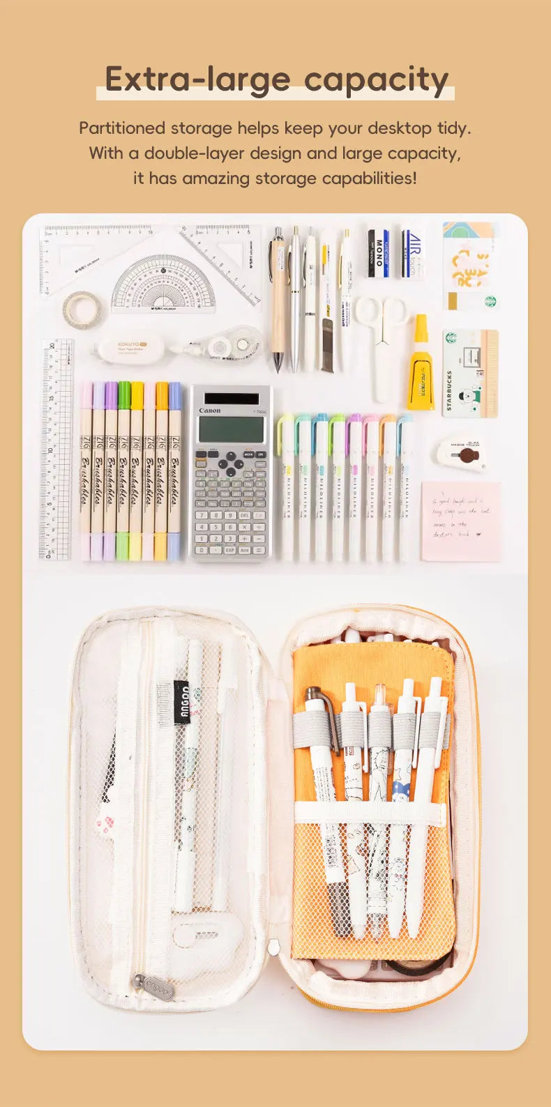 Large Big Creative Pencil Case Cute Boy Girl Kawaii Pencil Cases Storage Kids Pen Bag Stationery Box School Students Supplies exovai.com