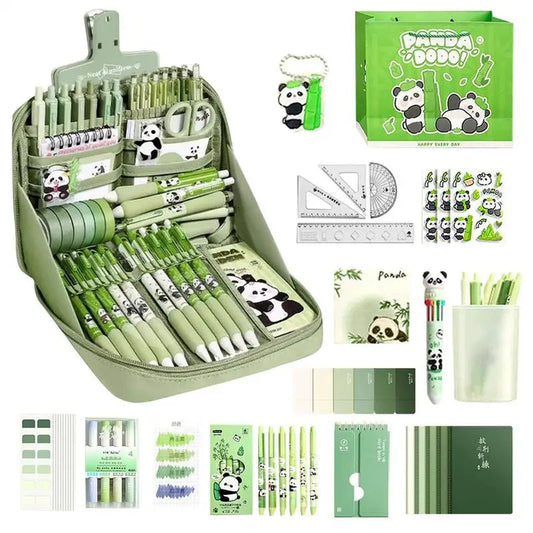 Panda School Supplies Stationery Set Cute Studying Supplies Stationery Set Ruler Notebook Keychain Pens Pencil Case Tab Stickers exovai.com