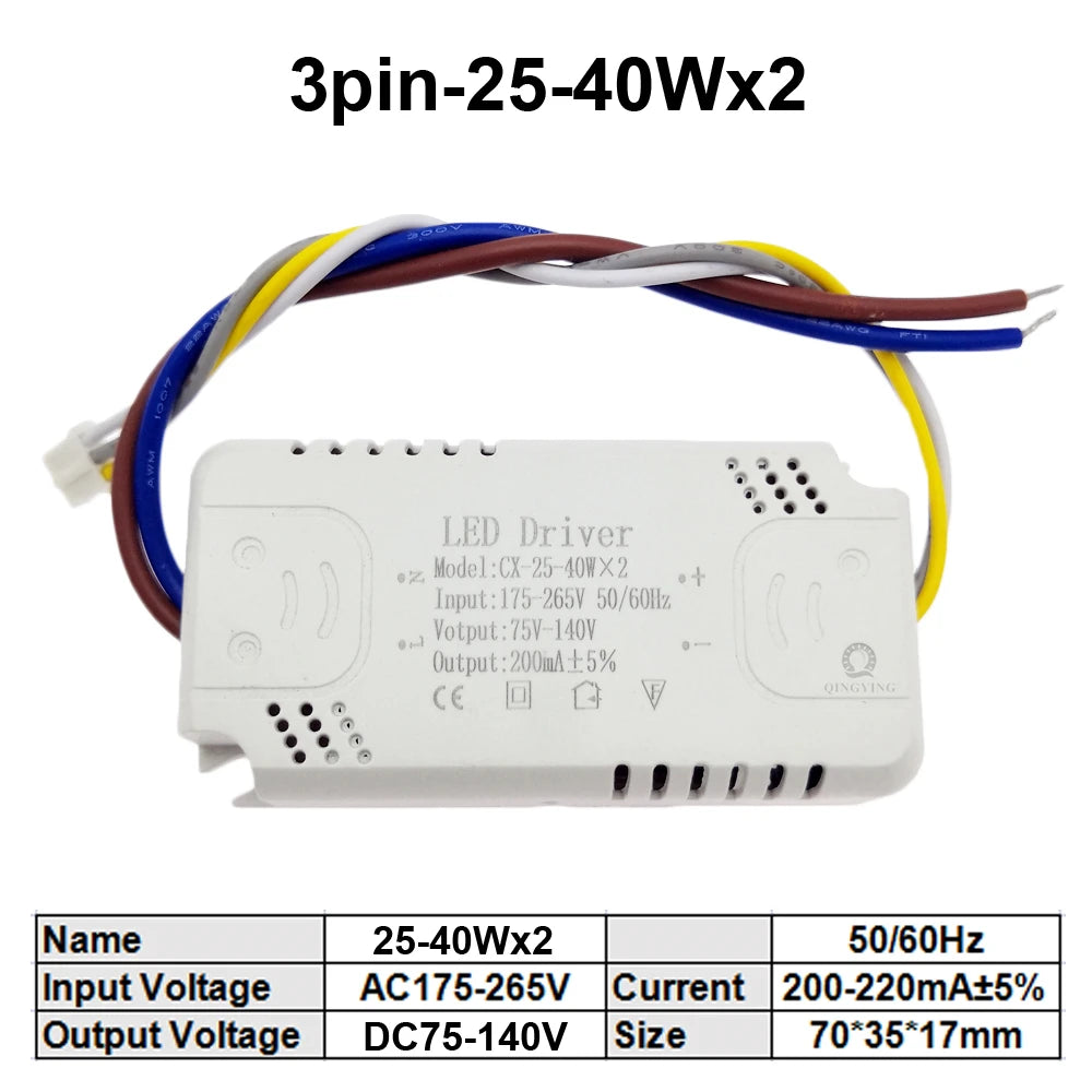 8W-160W LED Driver 3 color Adapter For LED Lighting AC220V Non-Isolating Transformer For Ceiling Light Chandelier Replacement exovai.com