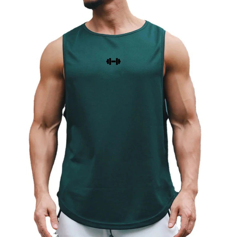 Summer Men's Gym Tank Top Fitness Training Clothing Quick-drying Loose Bodybuilding Sleeveless Shirt Men Fashion Basketball Vest exovai.com