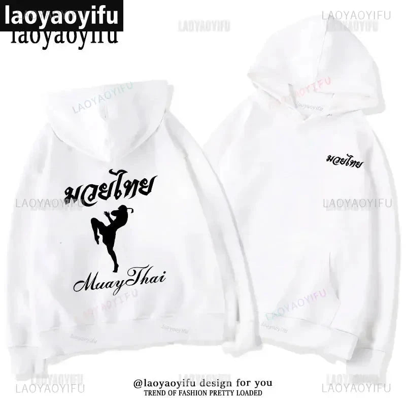 Muay Thai The Fist of King - Thailand Martial Art Pullover Hoodie Men Wai Kru Thailand Men Casual Pullovers 2024 New Style Tops exovai.com