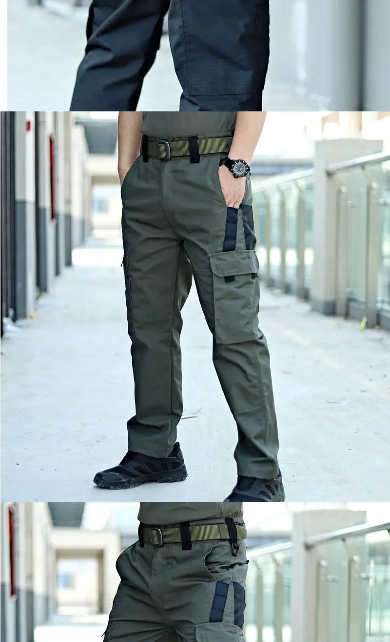 2024 Men's Tactical Pants Outdoor Work Casual Cargo Trousers Waterproof Multi-pocket Wear-Resistant Outdoor Training Trousers exovai.com