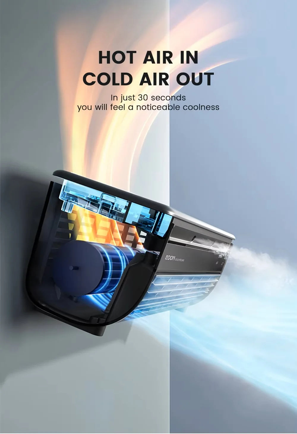 Kitchen air conditioner 2025new model cooling wall fan large wind force charging fan home use table standing remote control exovai.com