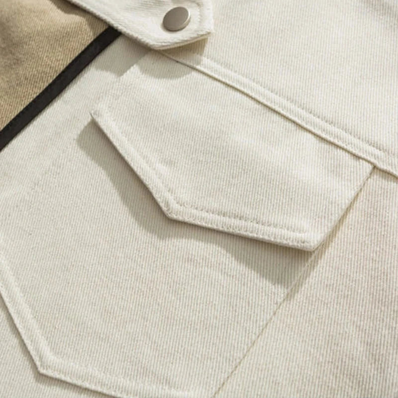 Vintage Floral Embroidery Patchwork Men Apricot Jacket Casual Turn Down Collar 2025 Spring Hip Hop Mens Loose Coat exovai.com