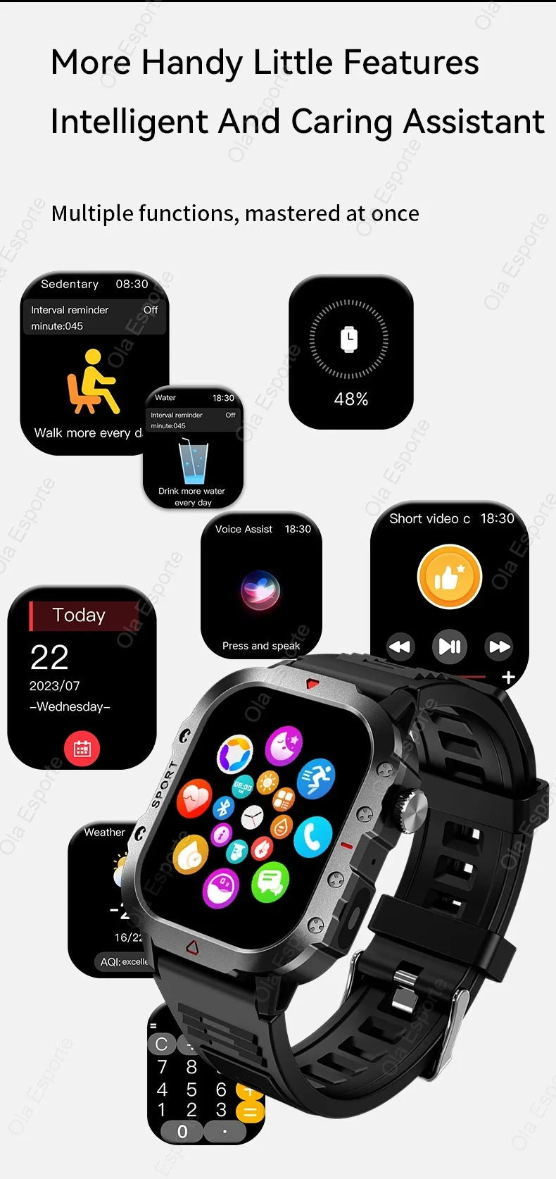 2025 New LED Men's Smartwatch Bluetooth Talking Smartwatch Multi Sport Mode Health Monitor Outdoor Sport Smart Watch For Android exovai.com