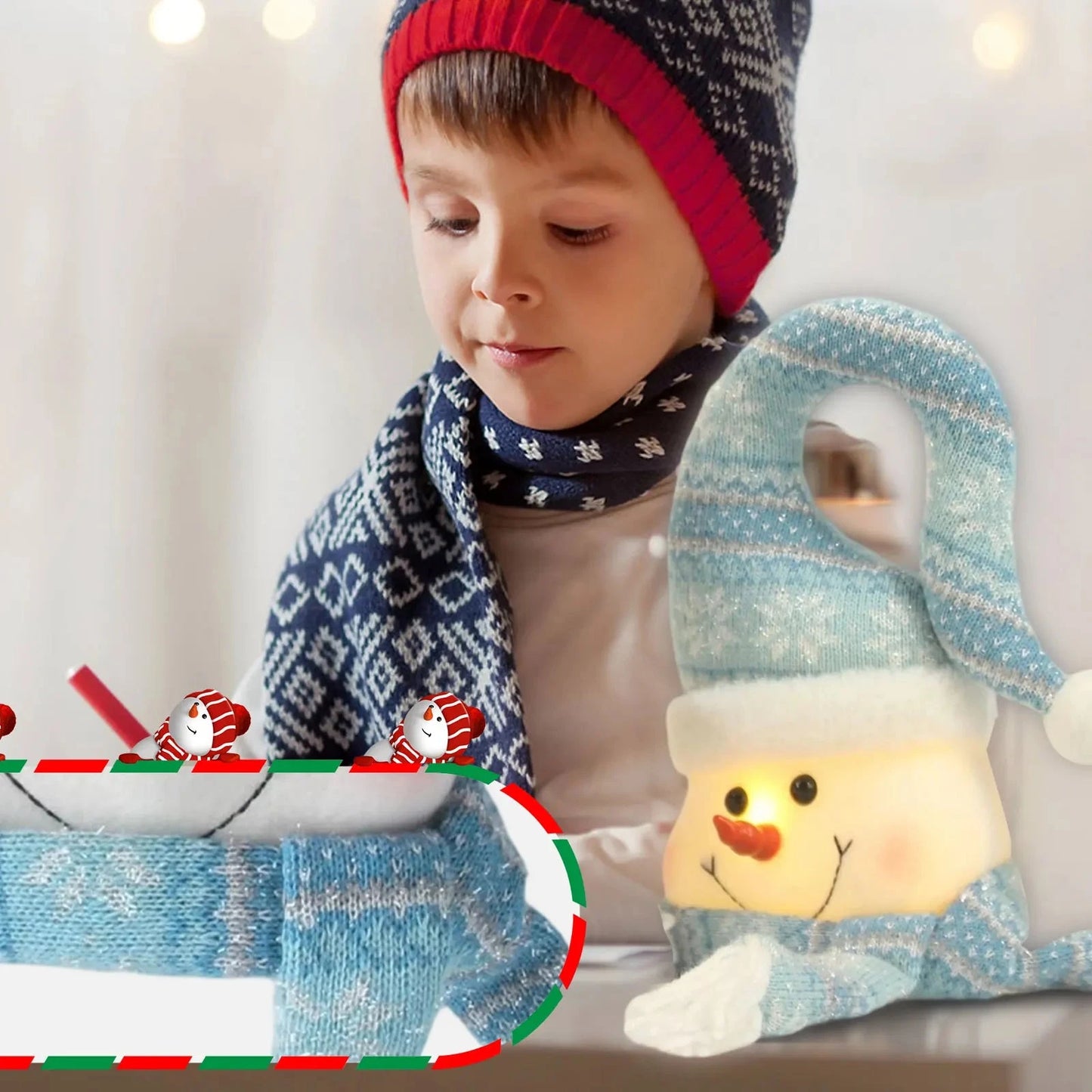 Christmas Lighted Blue Snowman Ornament Glowing Snowman Ocean Style Creative Christmas Gifts Home Door Hanging Decoration exovai.com