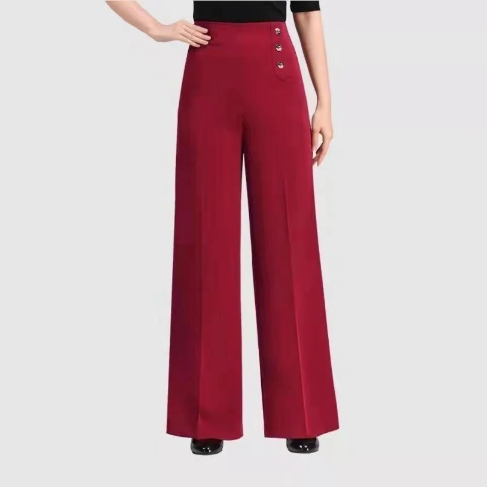 High Waist Wide Leg Pants Women's Spring Autumn Long Drapey Latin Dance Pants Modern Dance Trousers for Women Commute Sle exovai.com