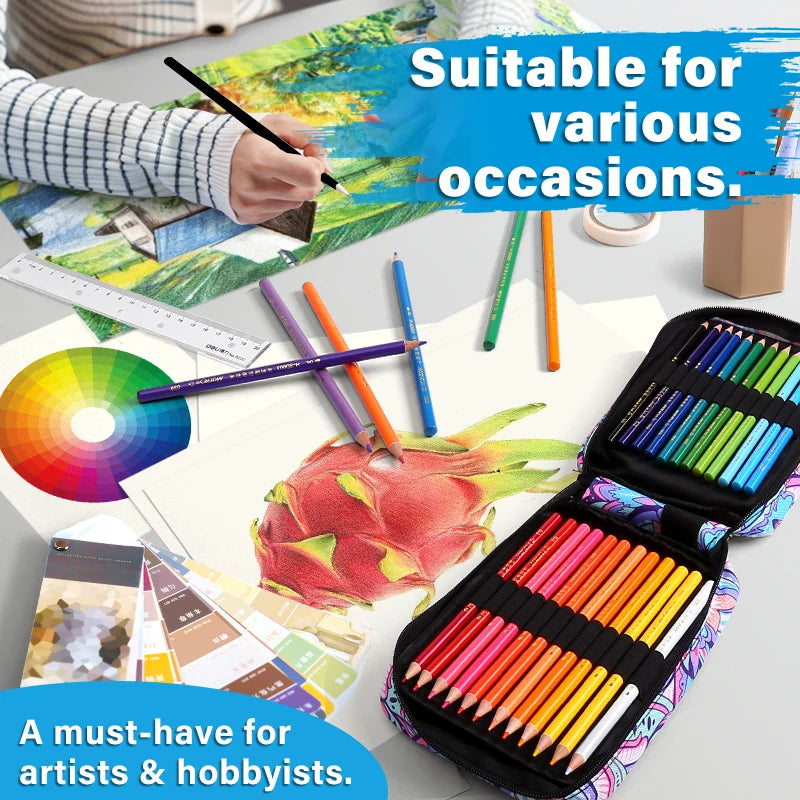 72 Slots Color Pencil Case,Pen Case Organizer with Handy Wrap & Zipper,Multilayer Holder,Colored Pencils & Gel Pen Bag exovai.com