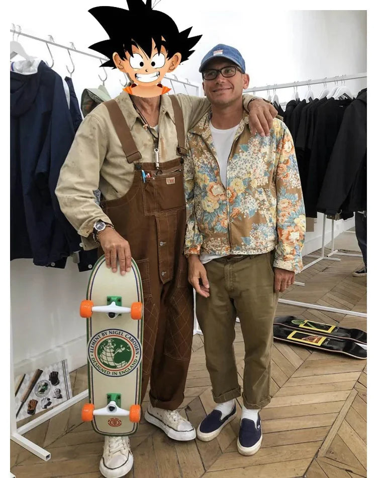 Japanese Style Loose Fit Jumpsuit Cargo Pants Bell Bottoms Dad Pants Ins Popular Same Style Tank For Men Women exovai.com