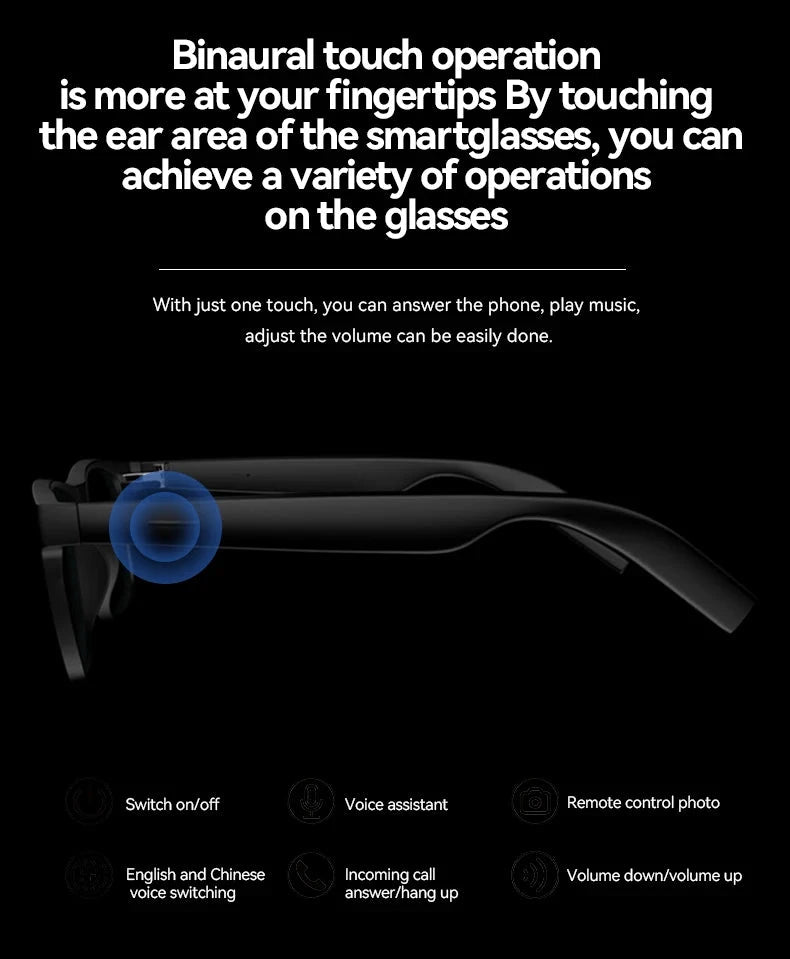 LAXASFIT 2025 New Men's Smart Glasses Women's Bluetooth Glasses Voice Call Control Music UV Polarized Sunglasses exovai.com