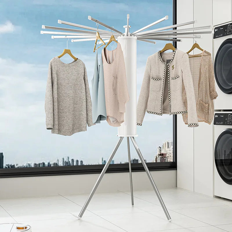 Foldable Clothes Drying Rack Octopus Type Floor Standing Balcony Clothes Drying Portable Rotating Drying Rod Clothes Dryer exovai.com