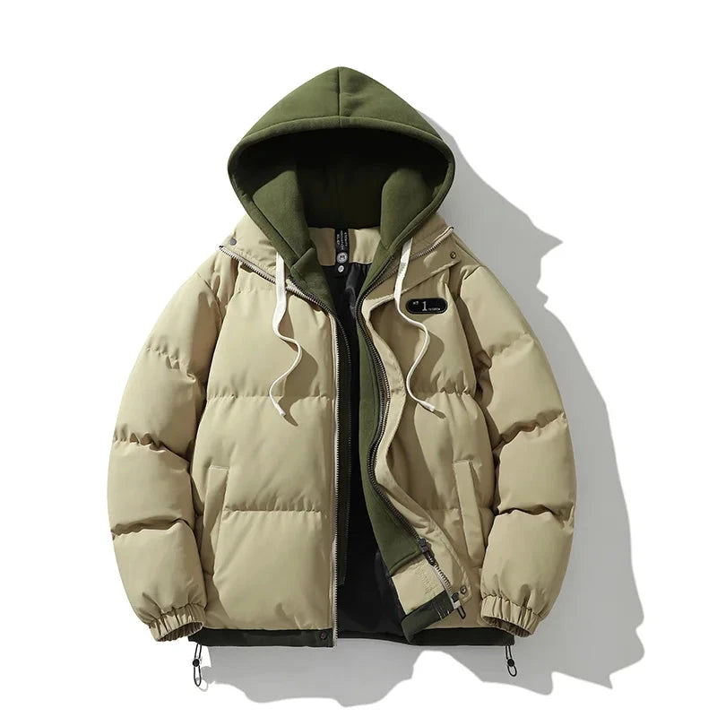 2024 Autumn and Winter Warm Jacket Casual Fashion 2-in-1 Hooded Windproof Bicycle Cotton Coat Simple Couple Outdoor Windbreaker exovai.com