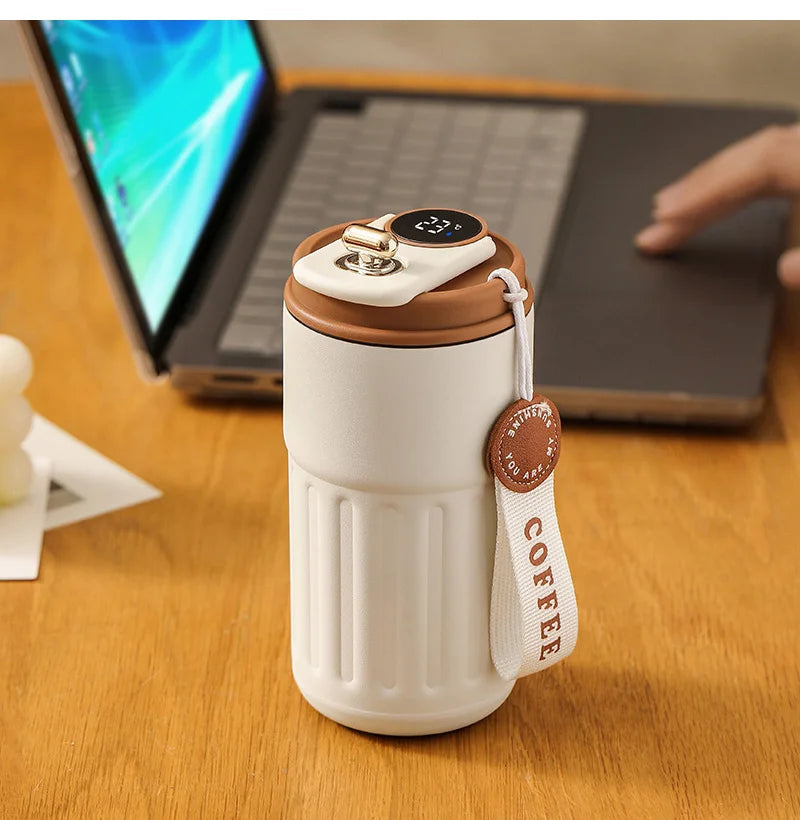 450ml Thermos Bottle Smart Display Temperature 316 Stainless Steel Vacuum Cup Office Coffee Cup Business Portable Thermal Mug exovai.com
