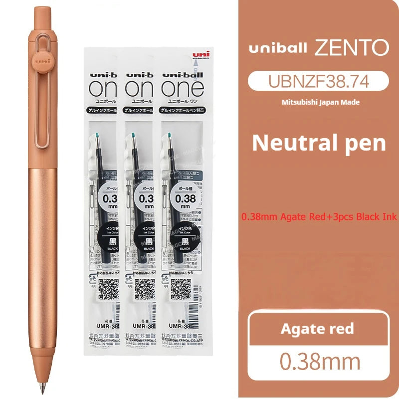 Japanese uni-ball ZENTO Gel Ink Pen Limited Flow Model Metal Push Ultra-Smooth Writing 0.38/0.5mm Signing for Students Business exovai.com