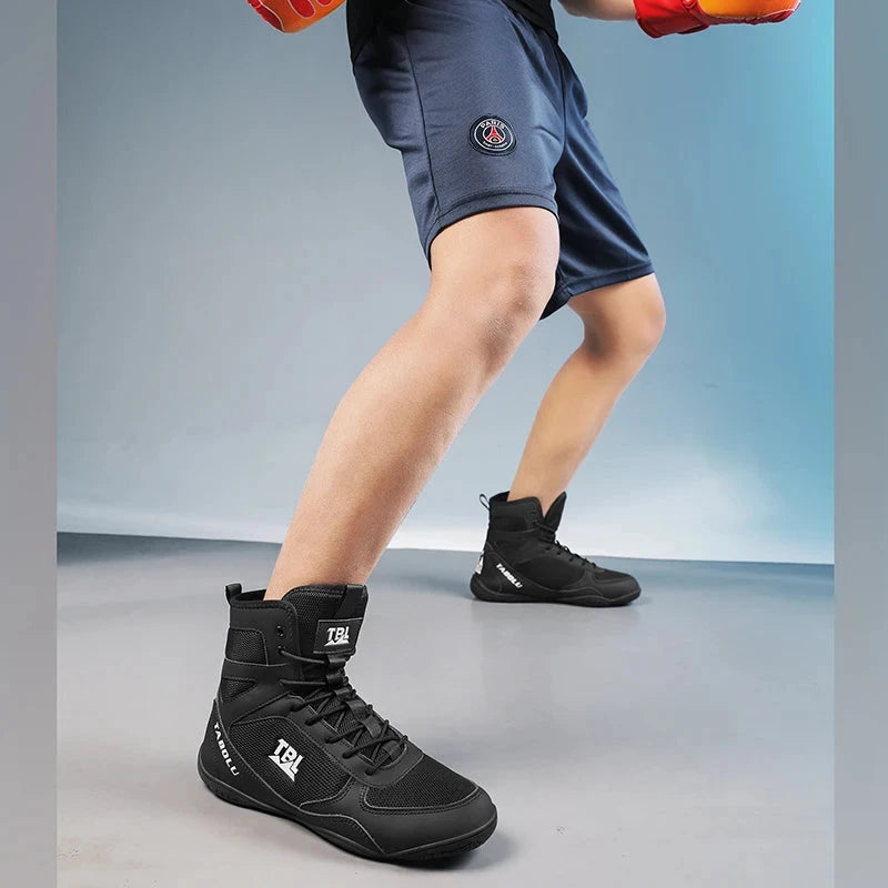 Wrestling shoes male Boxing Shoes Fighting Sanda Strength High Top Shoes light fighting Boots Weightlifting shoe Sneakers exovai.com