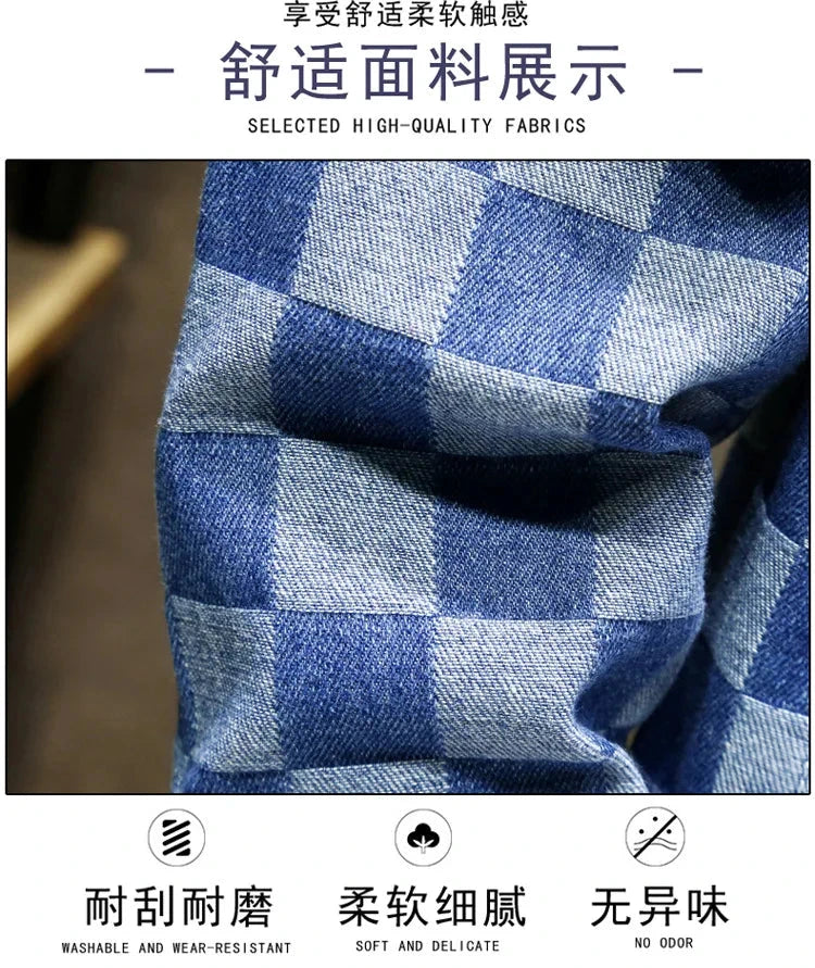 Men's Denim Jacket Blue Button Plaid Male Jean Coats Cheap Price Stylish One Piece Vintage Trendy Casual Original Korea Lxury exovai.com