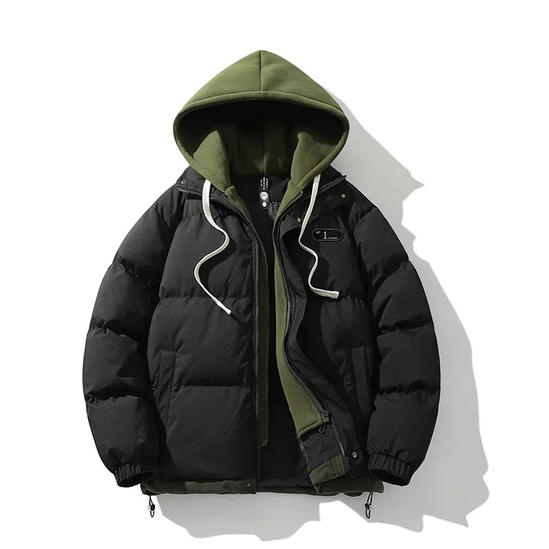2024 Autumn and Winter Warm Jacket Casual Fashion 2-in-1 Hooded Windproof Bicycle Cotton Coat Simple Couple Outdoor Windbreaker exovai.com
