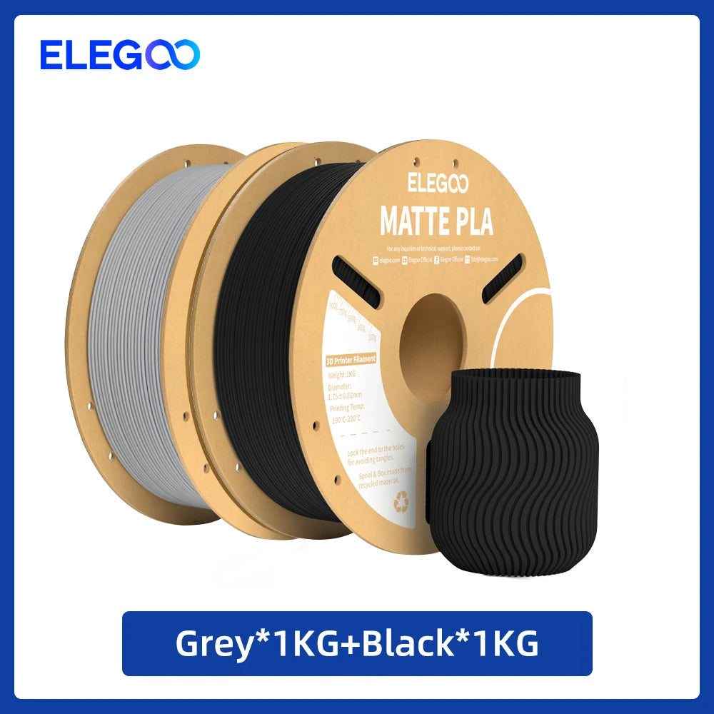 ELEGOO Matte PLA Filament 1KG,1.75mm FDM 3D Printer Filament Dimensional Accuracy +/- 0.02mm, 1kg Carboard Spool (2.2lbs) exovai.com