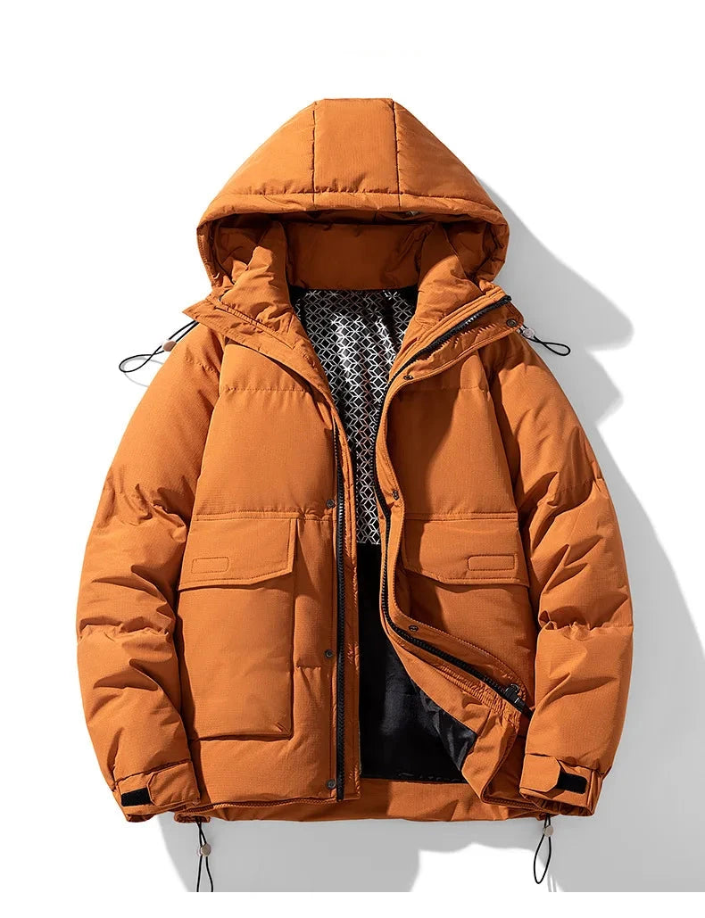 White Duck Down Jacket Men's Winter Fashion Casual Short Coat Hooded Windbreaker Youth Men Outwear Down Coat Male 8XL 160KG exovai.com