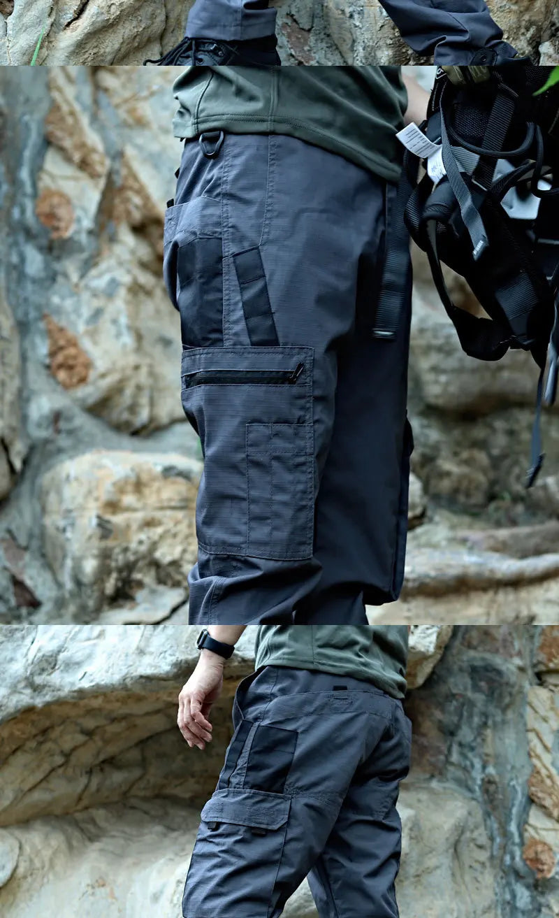 2024 Men's Tactical Pants Outdoor Work Casual Cargo Trousers Waterproof Multi-pocket Wear-Resistant Outdoor Training Trousers exovai.com