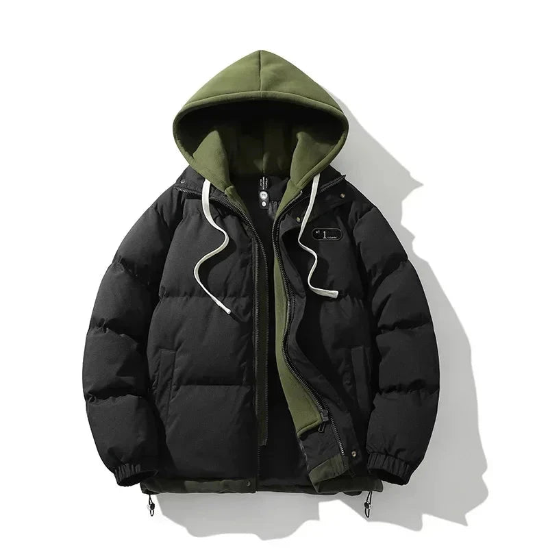 2024 Autumn and Winter Warm Jacket Casual Fashion 2-in-1 Hooded Windproof Bicycle Cotton Coat Simple Couple Outdoor Windbreaker exovai.com
