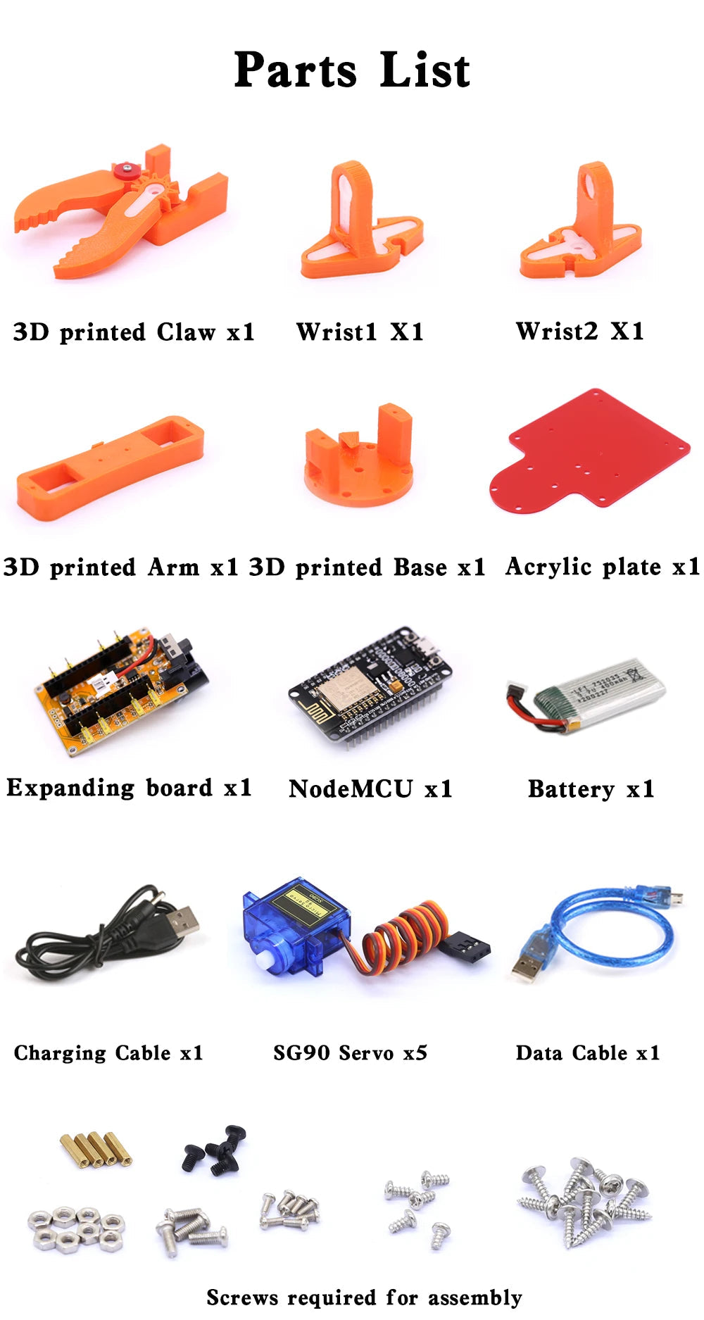 SG90 MG90S 5 DOF Mechanical Arm Robot Manipulator Claw for Arduino Maker Learning DIY Kit Robot Web Remote Control exovai.com