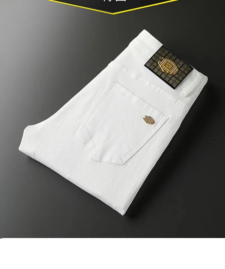 New Men'S Jeans Fashion Casual Slim Fit Version Elastic Blue High Quality Design Business Party Straight Tall Denim Pants exovai.com