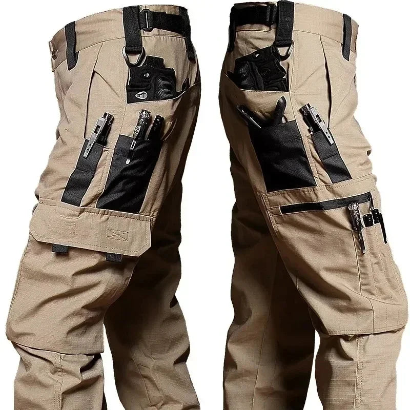 2024 Men's Tactical Pants Outdoor Work Casual Cargo Trousers Waterproof Multi-pocket Wear-Resistant Outdoor Training Trousers exovai.com