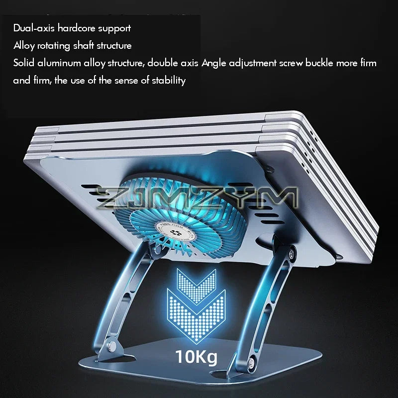 Aluminum Laptop Stand with Cooling Fan Ergonomic Notebook Foldable Cooler Laptop  Adjustable Aluminum Laptop Stand exovai.com