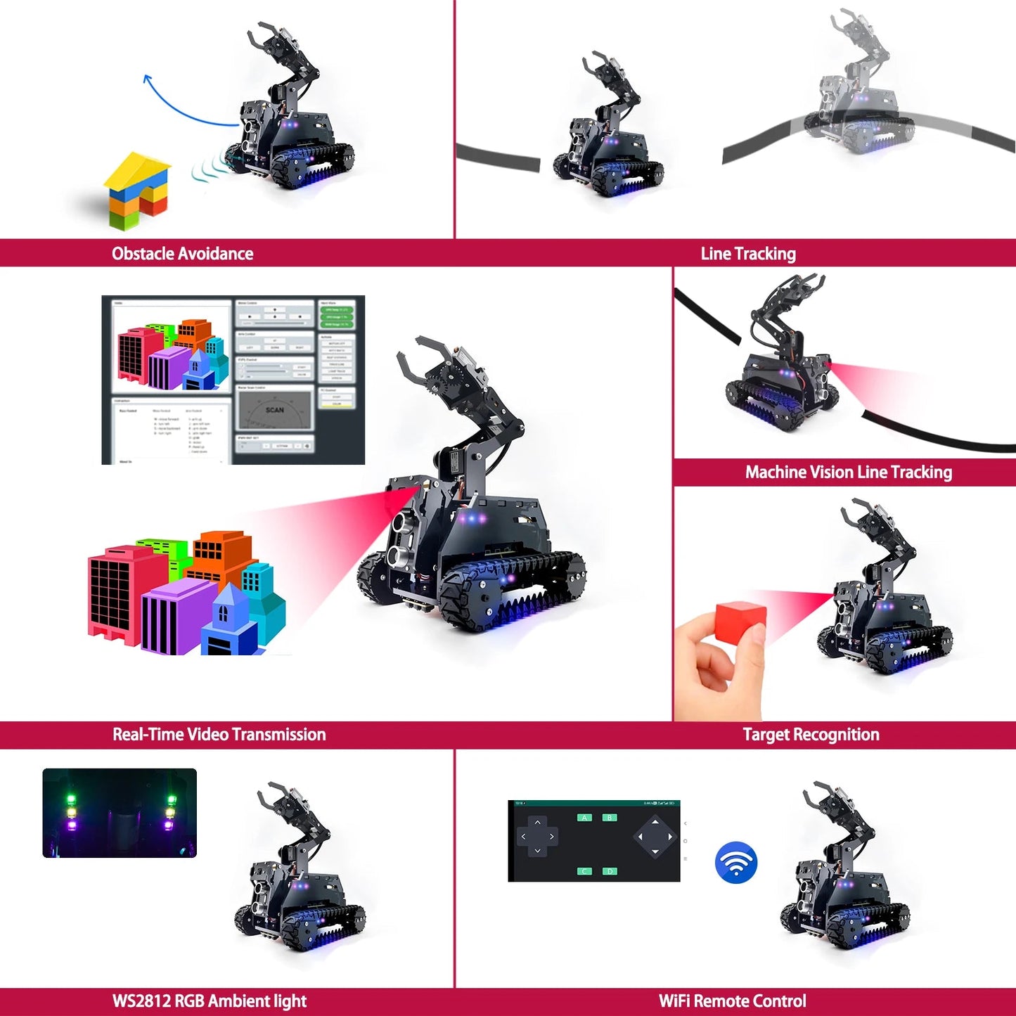 Adeept RaspTank Smart Robot Car Kit for Raspberry Pi 4/3B/3B+(Board Not Included) exovai.com