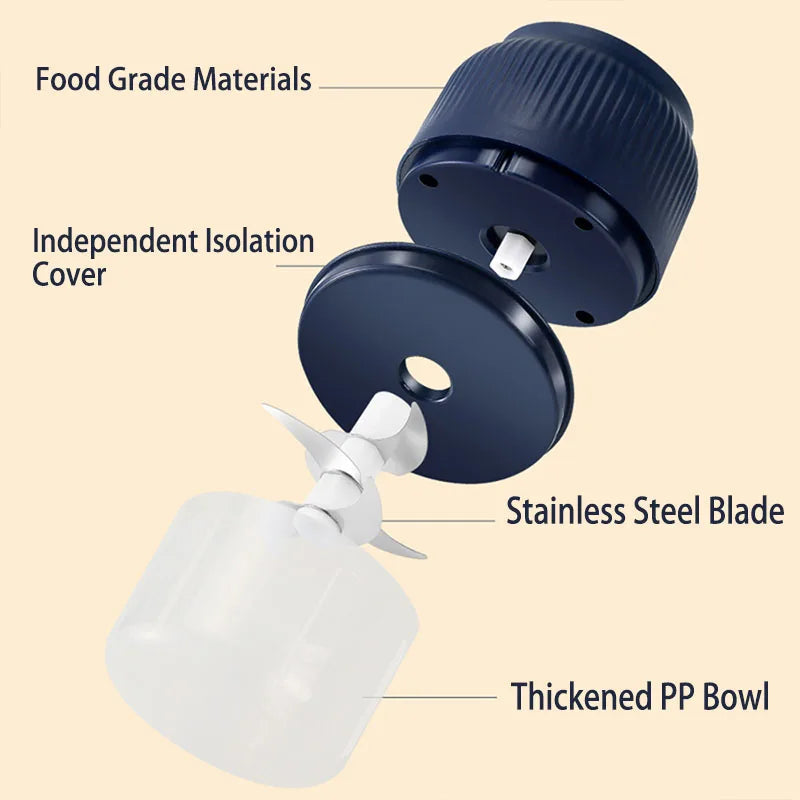 250ml Mini Wireless USB Rechargeable Electric Vegetable Chopper Garlic Crusher Food Chopper for Kitchen Gadgets for Garlic exovai.com