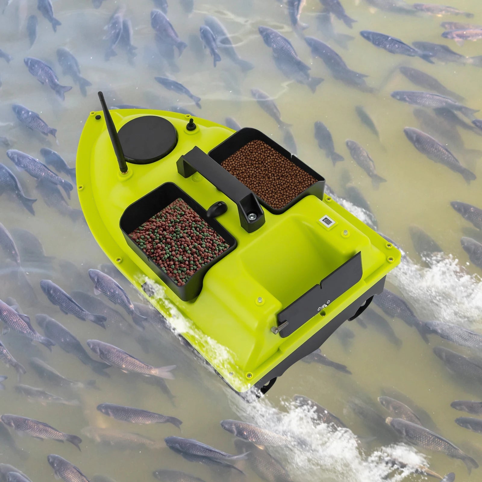 GPS Fishing Bait Boat Green with Remote Control Dual 390 Motors Three-bladed Propeller for Outdoor Fishing exovai.com